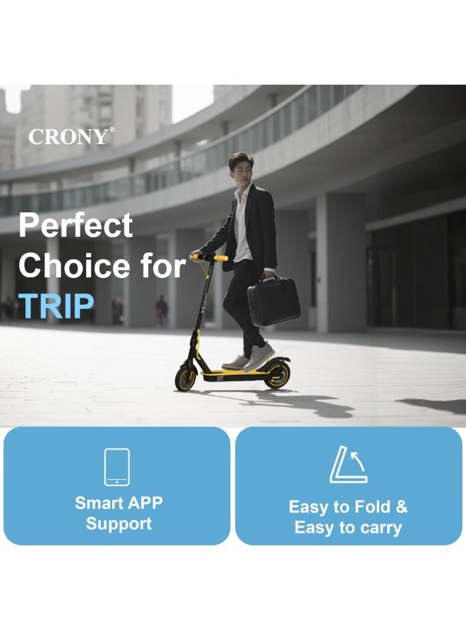Crony M365 app Fast E-Scooter For Kids/Teens, Up To 45km/H, 250w Motor, 36v 7.8ah Battery, 8.5"Tires, App Controlled Lightweight Foldable With Led Headlights High-Speed Electric Scooter, Anti-Slip Deep-Tread Rubber Tires, Rear Disc Brake, 120kg Max Load, Smart Scooter With App Connectivity, Portable Aluminum Frame For Adults, Heavy-Duty, Travel-Ready Design – Yellow - Image 4